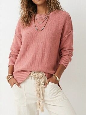 Aerie Desert Oversized Knit Sweater M Dusty Rose Pink Split Hem Pullover